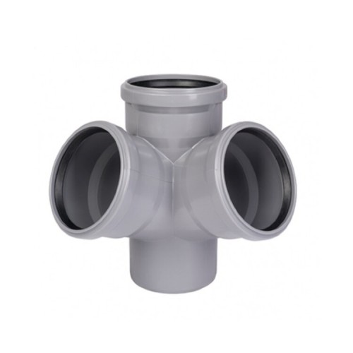 Крестовина PP-H двухплоскостная серая Дн 110-110-50 б/нап в/к VALFEX в Тюмени