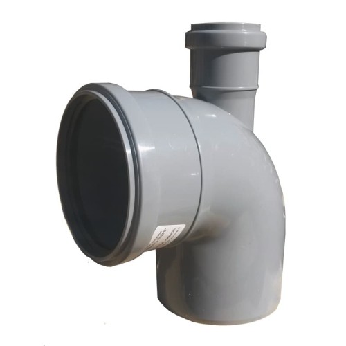 Отвод канализационный PP-H с выходом фронтально-вверх серый Дн 110-50 87гр б/нап в/к VALFEX в Тюмени