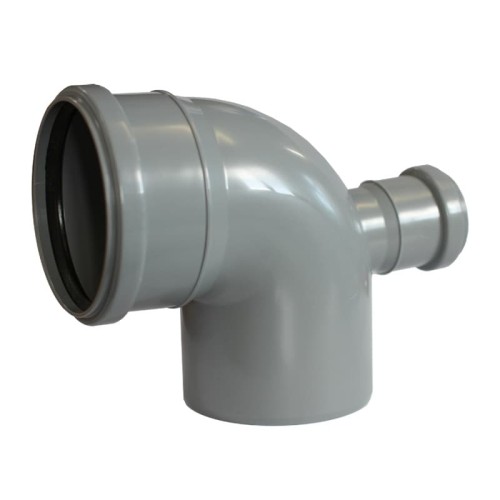 Отвод канализационный PP-H с выходом фронтально-тыльный серый Дн 110-50 87гр б/нап в/к VALFEX в Тюмени