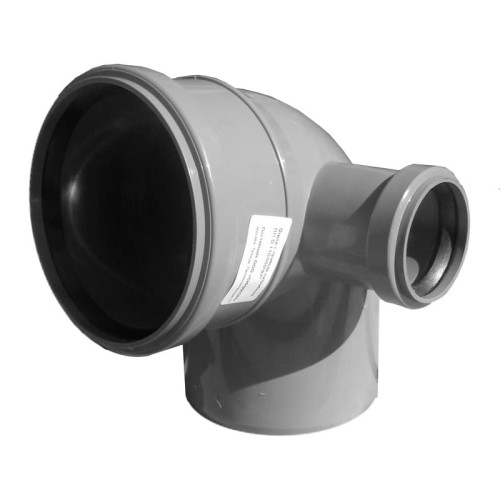Отвод канализационный PP-H с выходом левый серый Дн 110-50 87гр б/нап в/к RTP (РосТурПласт) в Тюмени