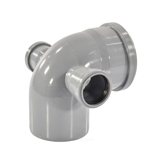 Отвод канализационный PP-H Дн 110-50-50 45гр с выходом левый и правый серый б/нап в/к RTP (РосТурПласт) в Тюмени