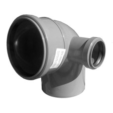 Отвод канализационный PP-H с выходом правый серый Дн 110-50 87гр б/нап в/к VALFEX