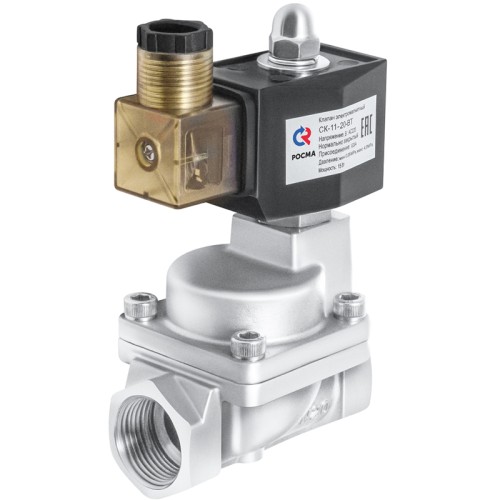 Клапан электромагнитный нержавеющий открытый прямого действия с внутренней резьбой 1,0 МПа 32х111 мм 1 1/4" в Тюмени