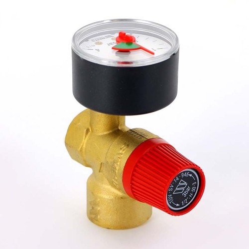 Клапан предохранительный латунный пружинный с манометром с внутренней резьбой SVM30 Watts 15 мм 1/2" в Тюмени