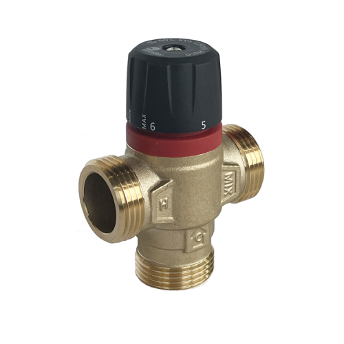 Клапан смесительный латунный термостатический с центральным смешиванием и наружной резьбой для систем ГВС 1,0 МПа RVM Rommer 25 мм 1" в Тюмени