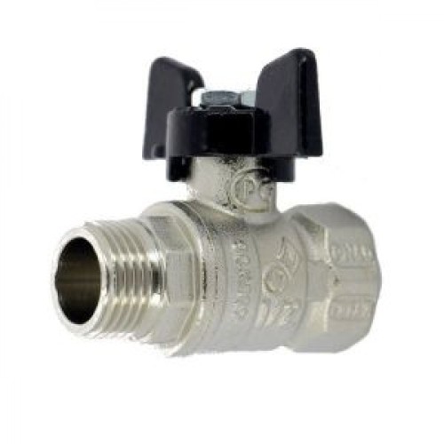 Кран запорный латунный полнопроходной с ручкой-бабочкой ВР-НР Ру 64 Bugatti 307 Bugatti 15 мм 1/2" в Тюмени