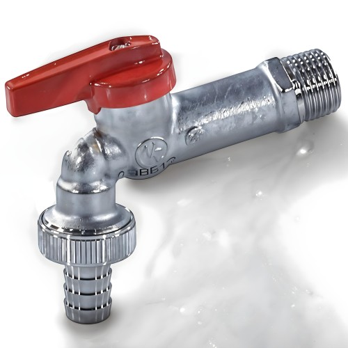 Кран водоразборный латунный стандартнопроходной с ручкой-бабочкой НР-штуцер Ру 10,5 R619 Giacomini 15 мм 1/2" в Тюмени