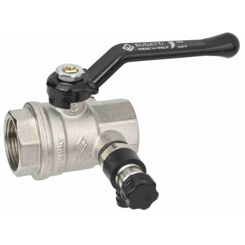Кран шаровый латунный со спускником полнопроходной с ручкой-рычагом ВР (ВН) Ру 64 Bugatti 330 Bugatti 15 мм 1/2" в Тюмени