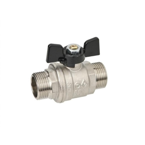 Кран запорный латунный полнопроходной с ручкой-бабочкой НР Ру 64 Bugatti 327 Bugatti 15 мм 1/2" в Тюмени