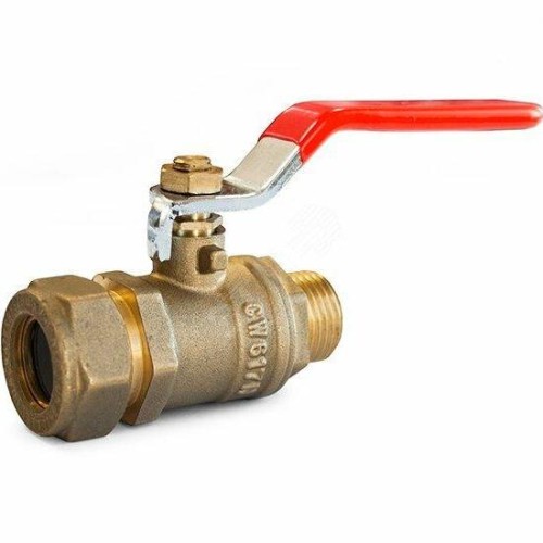 Кран запорный латунный стандартнопроходной с ручкой-рычагом НР-под обжим Ру 50 STAHLMANN 15 мм 1/2" в Тюмени