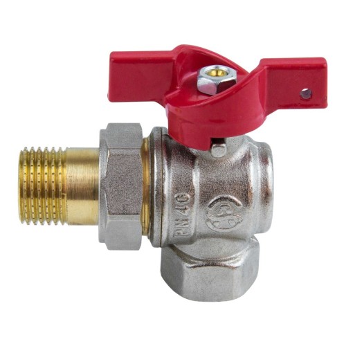 Кран запорный латунный угловой полнопроходной с ручкой-бабочкой ВР-американка Ру 40 Ideal 298 Itap 15 мм 1/2" в Тюмени