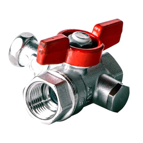 Кран шаровый латунный со спускником стандартнопроходной с ручкой-бабочкой ВР (ВН) Ру 42 R251S Giacomini 15х59 мм 1/2" в Тюмени