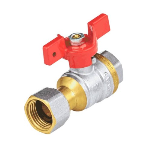 Кран запорный латунный полнопроходной с ручкой-бабочкой ВР-НР Ру 40 Dist Стандарт Dist 15 мм 1/2" в Тюмени