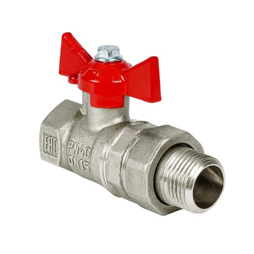 Кран запорный латунный стандартнопроходной с ручкой-бабочкой ВР-НР Ру 25 RTP (РосТурПласт) 20 мм 3/4" в Тюмени