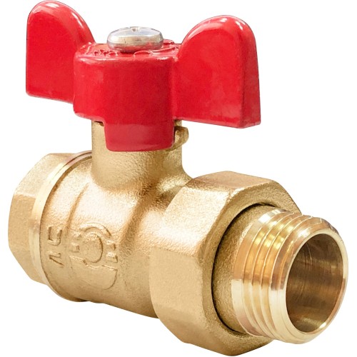 Кран запорный латунный полнопроходной с ручкой-бабочкой ВР-американка Ру 40 BV.520 MVI 15 мм 1/2" в Тюмени