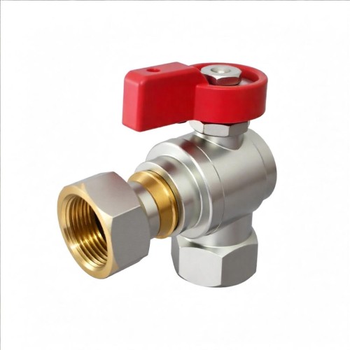 Кран шаровый латунный угловой полнопроходной с ручкой-флажком ВР-накидная гайка Ру 16 R781 Giacomini 15х65 мм 1/2" в Тюмени