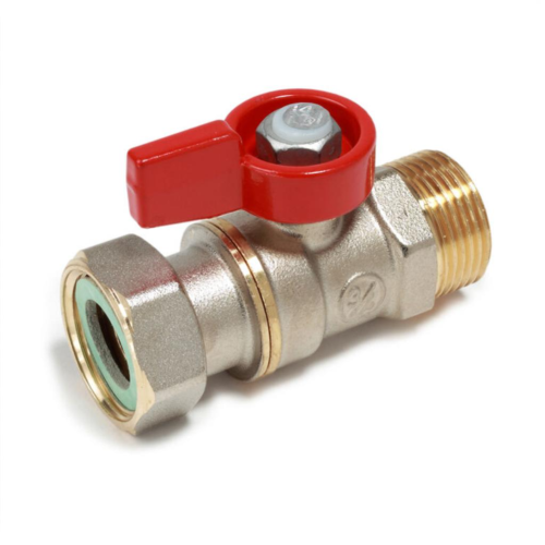 Кран запорный латунный стандартнопроходной с ручкой-флажком НР-накидная гайка Ру 16 R254 Giacomini 15х70 мм 1/2" в Тюмени