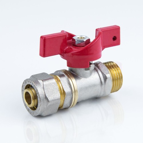 Кран запорный латунный полнопроходной с ручкой-бабочкой ВР-американка Ру 40 BVR-FR Ридан 15 мм 1/2" в Тюмени