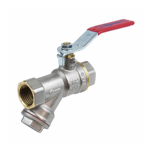 Кран запорный латунный с фильтром полнопроходной с ручкой-рычагом ВР (ВН) Ру 25 BV.631 MVI 20 мм 3/4" в Тюмени