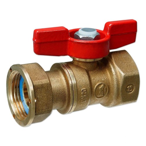 Кран шаровый латунный стандартнопроходной для счетчиков с ручкой-бабочкой ВР-накидная гайка Ру 42 R251P Giacomini 15х76 мм 1/2" в Тюмени