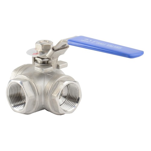 Кран запорный трехходовой Т-тип нержавеющий ВР (ВН) полнопроходной ручка-рычаг Ру 63 Benarmo 8 мм 1/4" в Тюмени