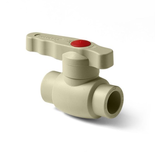 Кран полипропиленовый PP-R запорный прямой стандартнопроходной с внутренней пайкой серый ручка-рычаг Ру 10 Wavin Ekoplastik 40 мм ГОСТ 32415-2013 в Тюмени