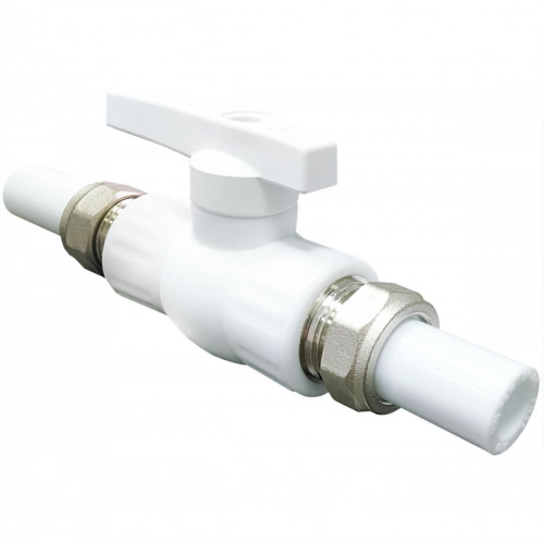 Кран полипропиленовый PP-R запорный прямой полнопроходной с внутренней пайкой белый ручка-рычаг Ру 25 VALFEX 25 мм ГОСТ 32415-2013 в Тюмени