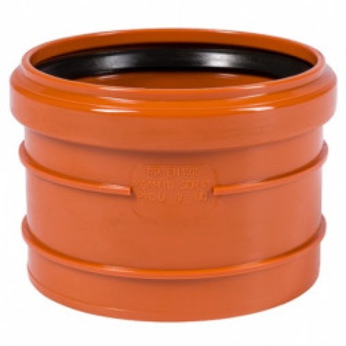 Муфта НПВХ (ПВХ) насадная Дн 200 безнапорная коричневая в/к п/клей Ostendorf KGAM в Тюмени