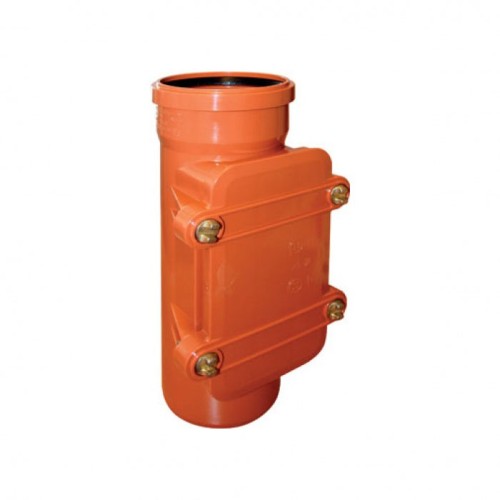 Ревизия НПВХ (ПВХ) с раструбом Дн 160 коричневая безнапорная в комплекте с крышкой Ostendorf KGRE в Тюмени