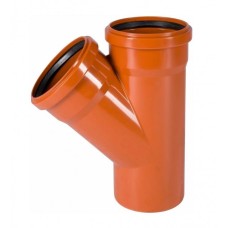 Тройник НПВХ (ПВХ) с раструбом Дн 250-200 45гр коричневый безнапорный в/к Ostendorf KGEA