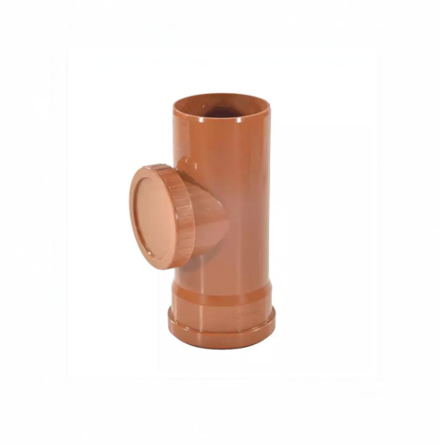 Ревизия НПВХ (ПВХ) коричневая Дн 315 безнапорная в комплекте с крышкой Ostendorf KGRE в Тюмени