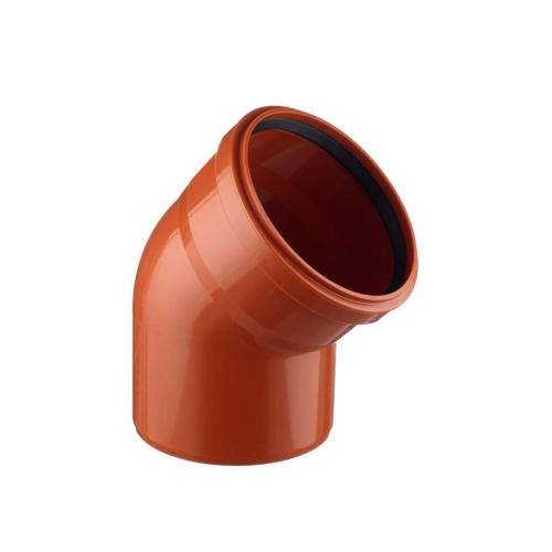 Отвод НПВХ (ПВХ) с раструбом Дн 160 15гр коричневый безнапорный в/к Ostendorf KGB в Тюмени
