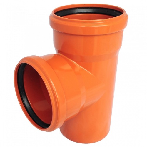 Тройник НПВХ (ПВХ) с раструбом Дн 315-110 87гр коричневый безнапорный в/к Ostendorf KGEA в Тюмени