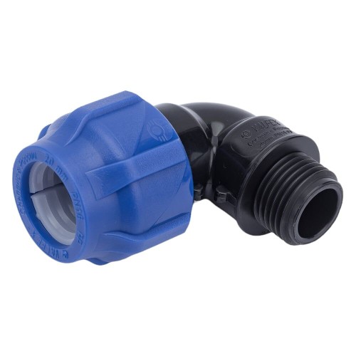 Отвод ПЭ компрессионный Дн 63-1 1/4" 90гр Ру-10 НР (НАР) RTP (РосТурПласт) в Тюмени