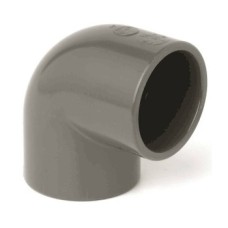 Отвод ПВХ клеевой Дн 50 90гр Ру-16 серый напорный Aquaviva