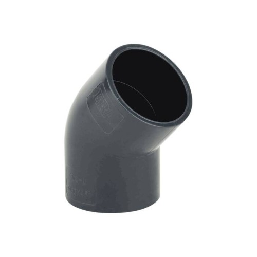 Отвод ПВХ клеевой Дн 20 45гр Ру-16 серый напорный Aquaviva в Тюмени
