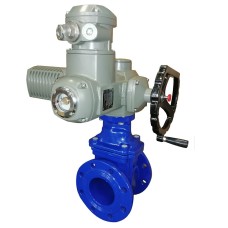 Задвижка чугунная фланцевая с электроприводом AUMA SA07.6 380В и обрезиненным клином KR12 65 мм